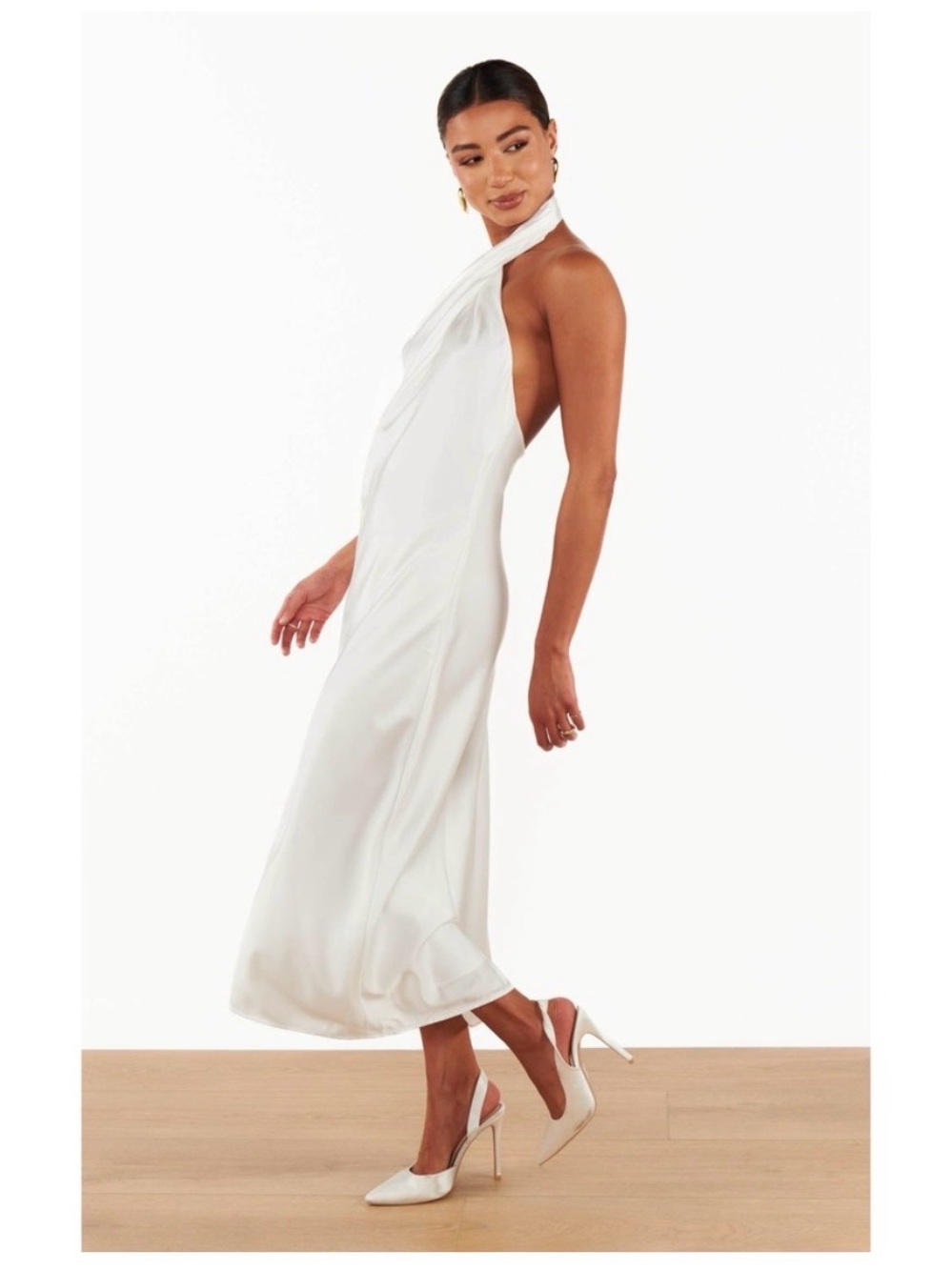 Show Me Your Mumu Jasmine Halter Midi Dress - White